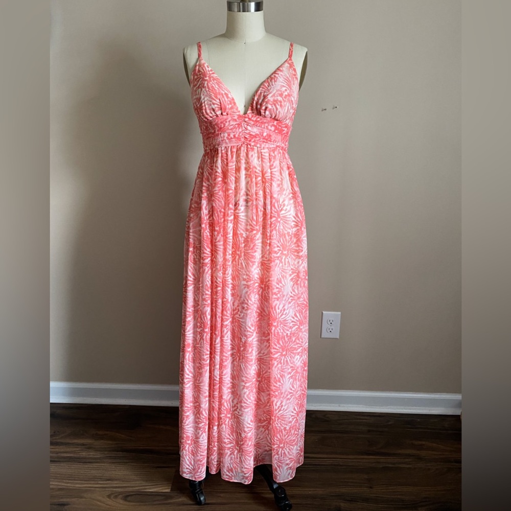 Moda International Pink and White Spaghetti Strap Maxi Dress Size S / P